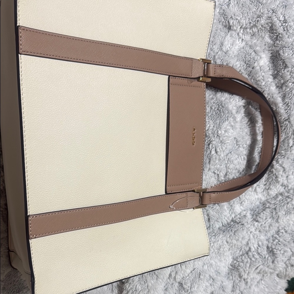 AlDo Cream and Brown Tote Bag